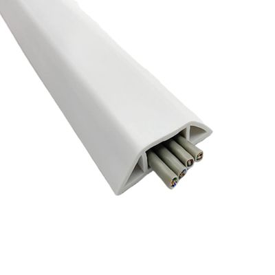 10Ft Floor Cord Cover Overfloor Cord Protector Self Adhesive Power Cable Protector Cord Raceway Ideal Extension Cord Cover Raceway to Hold Cords in Place for Power Cords Audio Cables (White)