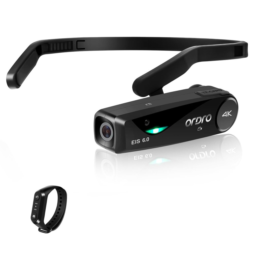 ORDRO EP6 Plus Head Mounted Camera 4K Video Camcorder, Wearable Video Camera UHD 1080P 60FPS Hands-Free Vlog Camera with WiFi APP Control, EIS 6.0 Anti-Shake, Smart Remote