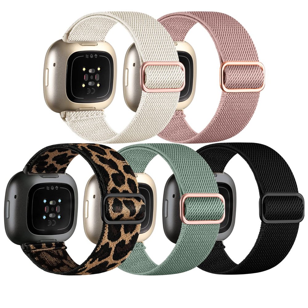 Adorve Elastic Nylon Band Compatible with Fitbit Sense/Sense 2//Versa 3/Versa 4 bands Women Men, Adjustable Stretchy Solo Loop Sport Band for Fitbit Sense & Versa 3 Smart Watch Replacement