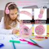 SVYHUOK Unicorn Bluetooth Headphones for Kids Girls, Pink Cat Ear Wireless Headset with Microphone, Safe Volume Limited 85db POM Over-Ear Headset HD with Mic for School/Tablet/Birthday Xmas Gift view 3