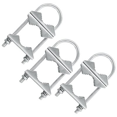 Double Antenna Mast Clamp V-Jaw Bracket U Bolts Pipe Mounting Hardware 3 Sets, Heavy Duty Mast to Mast Mount Bracket Kit for Outdoor Antenna 3 Sets
