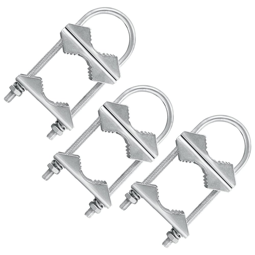 Double Antenna Mast Clamp V-Jaw Bracket U Bolts Pipe Mounting Hardware 3 Sets, Heavy Duty Mast to Mast Mount Bracket Kit for Outdoor Antenna 3 Sets