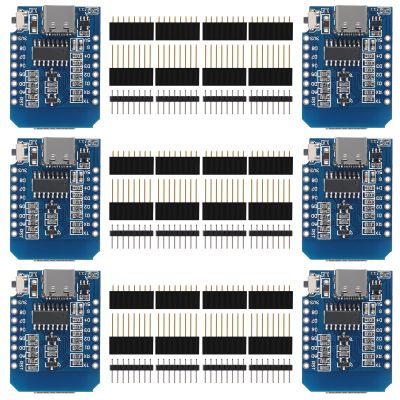6 Pieces Development Board D1 MINI Type-C USB NodeMcu Mini Wireless D1 Module for ESP8266 ESP-12F 4M Bytes WLAN WiFi Internet Development Board Compatible with Arduino