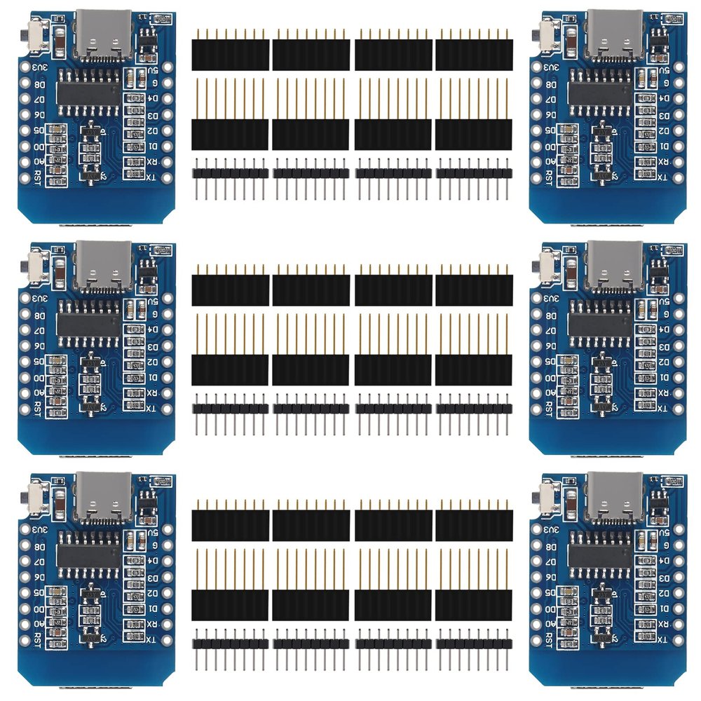 6 Pieces Development Board D1 MINI Type-C USB NodeMcu Mini Wireless D1 Module for ESP8266 ESP-12F 4M Bytes WLAN WiFi Internet Development Board Compatible with Arduino