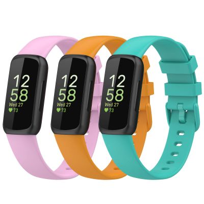Gheper Bands Compatible with Fitbit Inspire 3 Smart Watch Band Replacement Wristband Strap Bracelet Silicone Accessory for Women Men S/L Size, Lilac/Yellow/Red