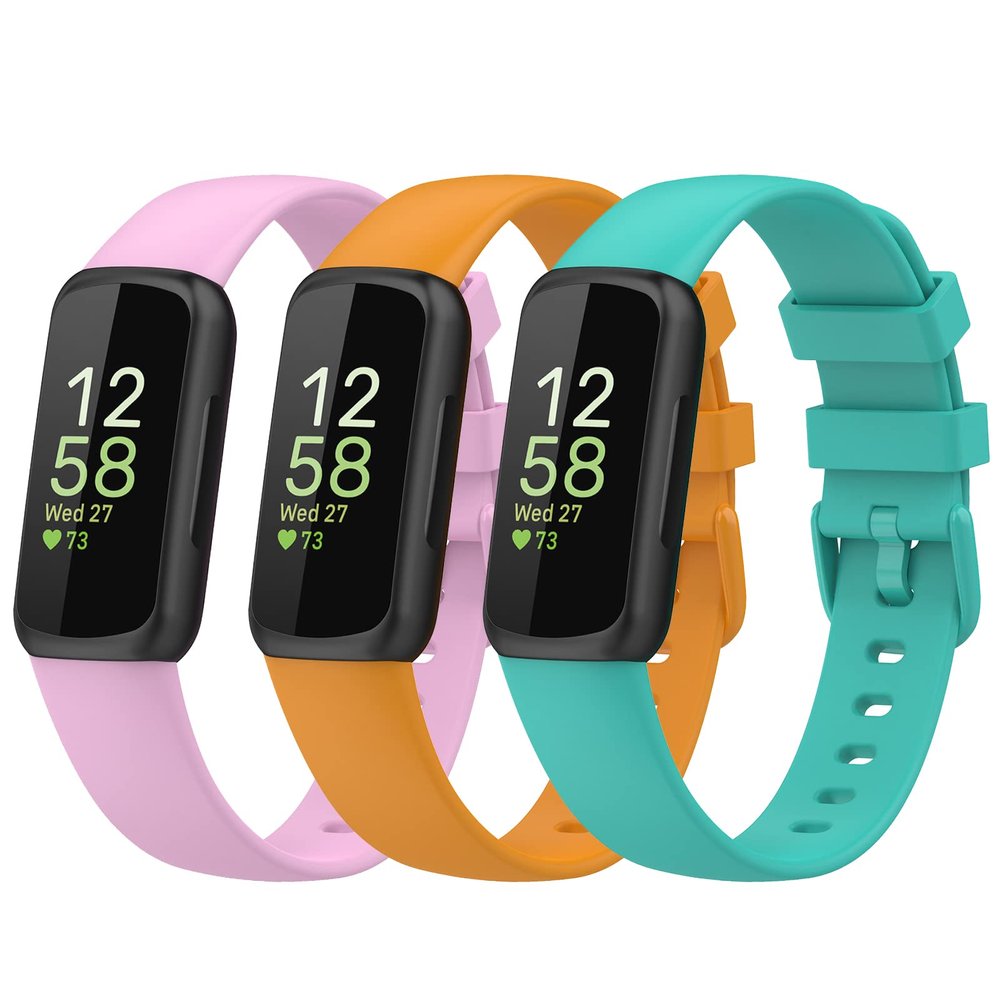 Gheper Bands Compatible with Fitbit Inspire 3 Smart Watch Band Replacement Wristband Strap Bracelet Silicone Accessory for Women Men S/L Size, Lilac/Yellow/Red