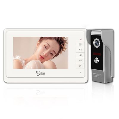 ANJIELO SMART 7'' Color Wired Video Door Phone Intercom System for Home Indoor Monitor Outdoor Camera Video Doorbell Intercom IR Night Vision Two-Way Audio