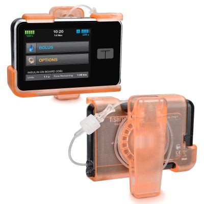 APDTEK Tandem Tslim X2 Pump Case Accessories Smooth Comfortable Flexible Safe Convenient Insulin Pump Holder 360 Rotating Sturdy Belt Clip for t:Slim/t:Slim G4 (Orange)