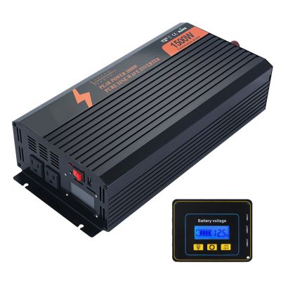 TOOJUN 1500W 12V/24V to 220V/110V Pure Sine Wave Car Power Inverter Converter USB Voltage Transformer with Remote Control and 2 AC Output Sockets,24V-220V