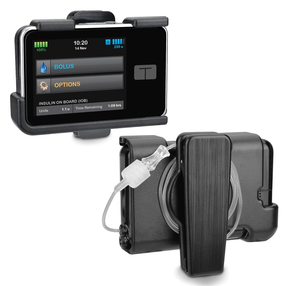 APDTEK Tandem Tslim X2 Pump Case Accessories Smooth Comfortable Flexible Safe Convenient Insulin Pump Holder 360 Rotating Sturdy Belt Clip for t:Slim/t:Slim G4 (Black)