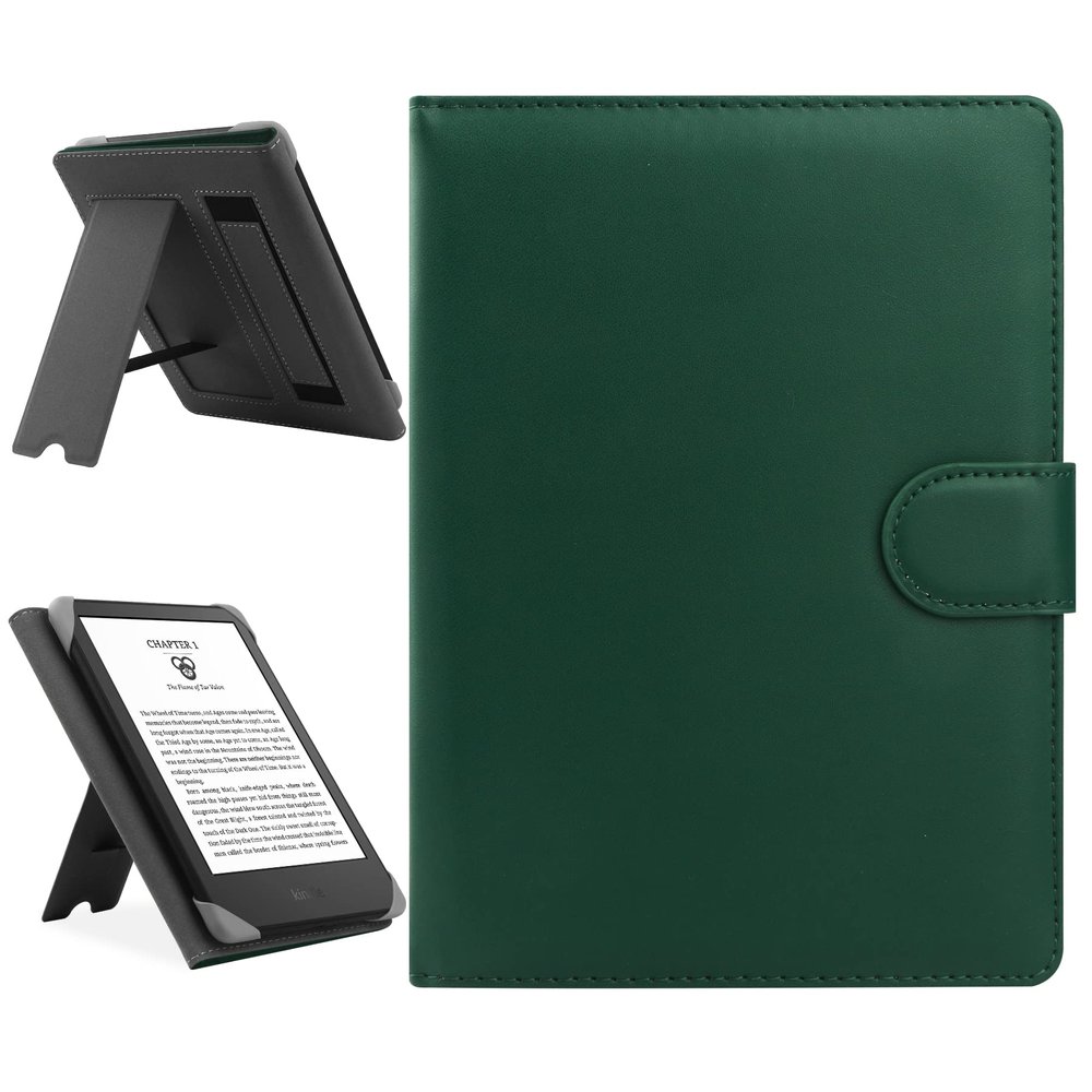 HoYiXi Universal Case Compatible with 6.8" Kindle Paperwhite/6" All-New Kindle 2022 & 2019/Kobo Clara HD/Kobo Clara 2E Leather Stand Cover for 6-6.8'' Pocketbook/Tolino E-Book Reader, Green