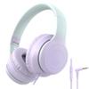 rockpapa L22 Wired Headphones for Kids Girls Boys Women with Microphone, Foldable Stereo 3.5mm Corded Headphones for School Classroom Chromebooks Computer Laptop Phone Airplane (Purple) view 1
