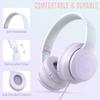 rockpapa L22 Wired Headphones for Kids Girls Boys Women with Microphone, Foldable Stereo 3.5mm Corded Headphones for School Classroom Chromebooks Computer Laptop Phone Airplane (Purple) view 2