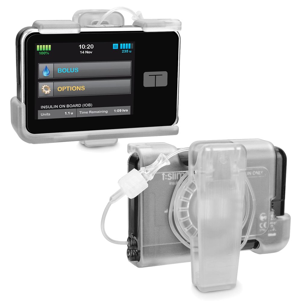 APDTEK Tandem Tslim X2 Pump Case Accessories Smooth Comfortable Flexible Safe Convenient Insulin Pump Holder 360 Rotating Sturdy Belt Clip for t:Slim/t:Slim G4 (Clear)