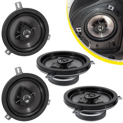 4 Pack Speaker Upgrade For 2007-2018 Jeep Wrangler JK JKU & Grand Cherokee, Commander, Liberty, Dodge Challenger, Durango, Dakota, Nitro, Chrysler 6.5 Inch 2-Way Car Audio Speaker Replace OEM 77KICK10