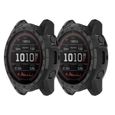 Case Compatible for Garmin Enduro 2/Tactix 7 Case Cover, TPU Bumper Shell Coverage Protector Anti-Scratch Frame for Garmin Enduro 2/Tactix 7 Smartwatch Accessories (2*Black)