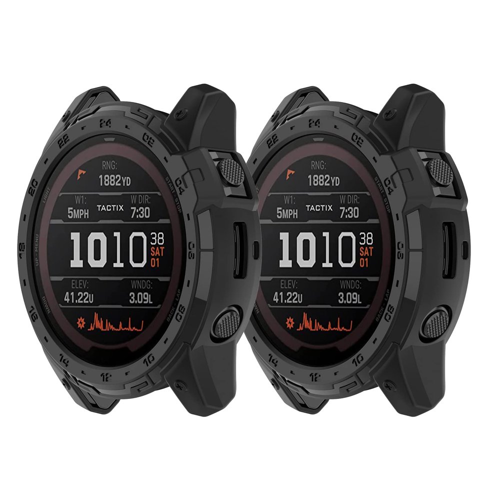 Case Compatible for Garmin Enduro 2/Tactix 7 Case Cover, TPU Bumper Shell Coverage Protector Anti-Scratch Frame for Garmin Enduro 2/Tactix 7 Smartwatch Accessories (2*Black)