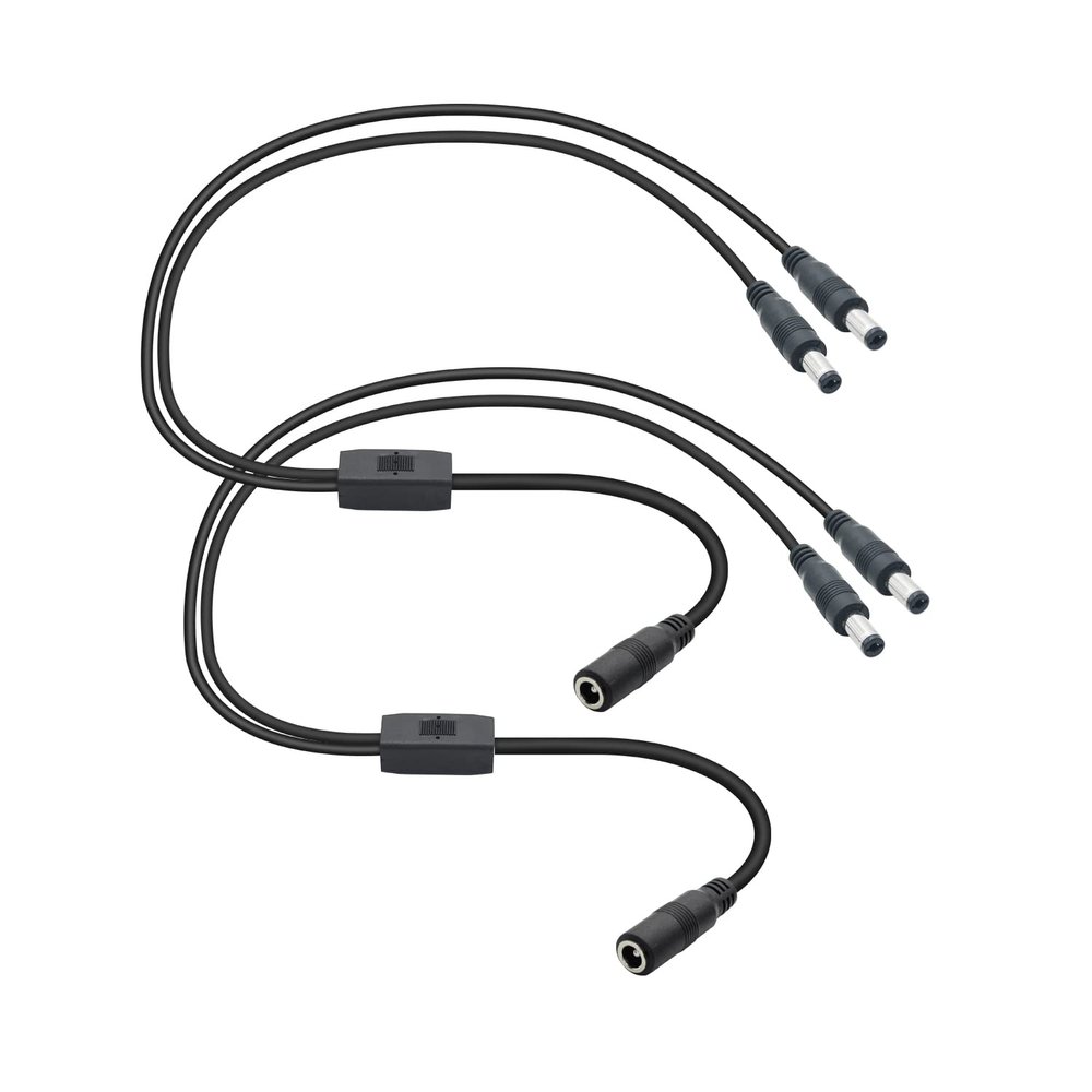 DC Power 1 Female to 2 Male Splitter Cable,0.45m/18in DC 5.5mm x 2.1mm Y Splitter Adapter Wire,for CCTV Security Surveillance,LED Lights Light etc DC 5521 Equipment(2Pcs)