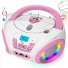 TinyGeeks Tunes Kids Boombox CD Player for Children + FM Radio + Includes Batteries - Pink CD Player with Speakers for Toddlers view 1