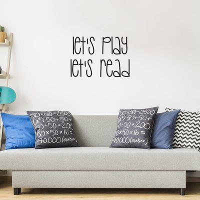 Vinyl Wall Art Decal - Let's Play Let's Read - 17" x 25" - Modern Fun Lovely Inspirational Sticker for Kids Room Toddlers Nursery Playroom Kindergarten Classroom Daycare Playground Decor (Black)