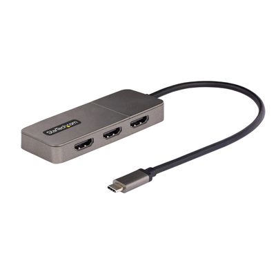 StarTech.com 3-Port USB-C Multi-Monitor Adapter, USB Type-C to 3x HDMI MST Hub, Triple 4K 60Hz HDMI Laptop Display Extender / Splitter, HDR, Extra-Long Built-In Cable, Windows (MST14CD123HD)