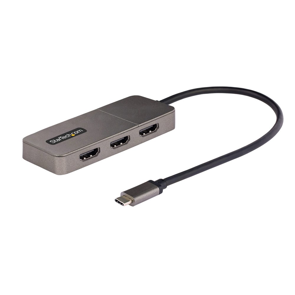 StarTech.com 3-Port USB-C Multi-Monitor Adapter, USB Type-C to 3x HDMI MST Hub, Triple 4K 60Hz HDMI Laptop Display Extender / Splitter, HDR, Extra-Long Built-In Cable, Windows (MST14CD123HD)