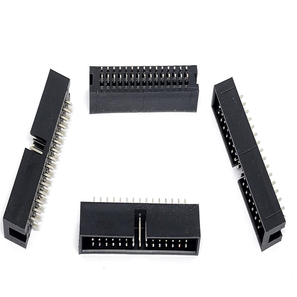 Connectors Pro 25-Pack 30P DC3 2.54mm 0.1" Pitch 30 Pins Male Box Headers 2x15 Dual Rows 30P Male Straight Pin PCB DIP, Double-Row 2x15 30-P 2.54 mm DC3 IDC Connector