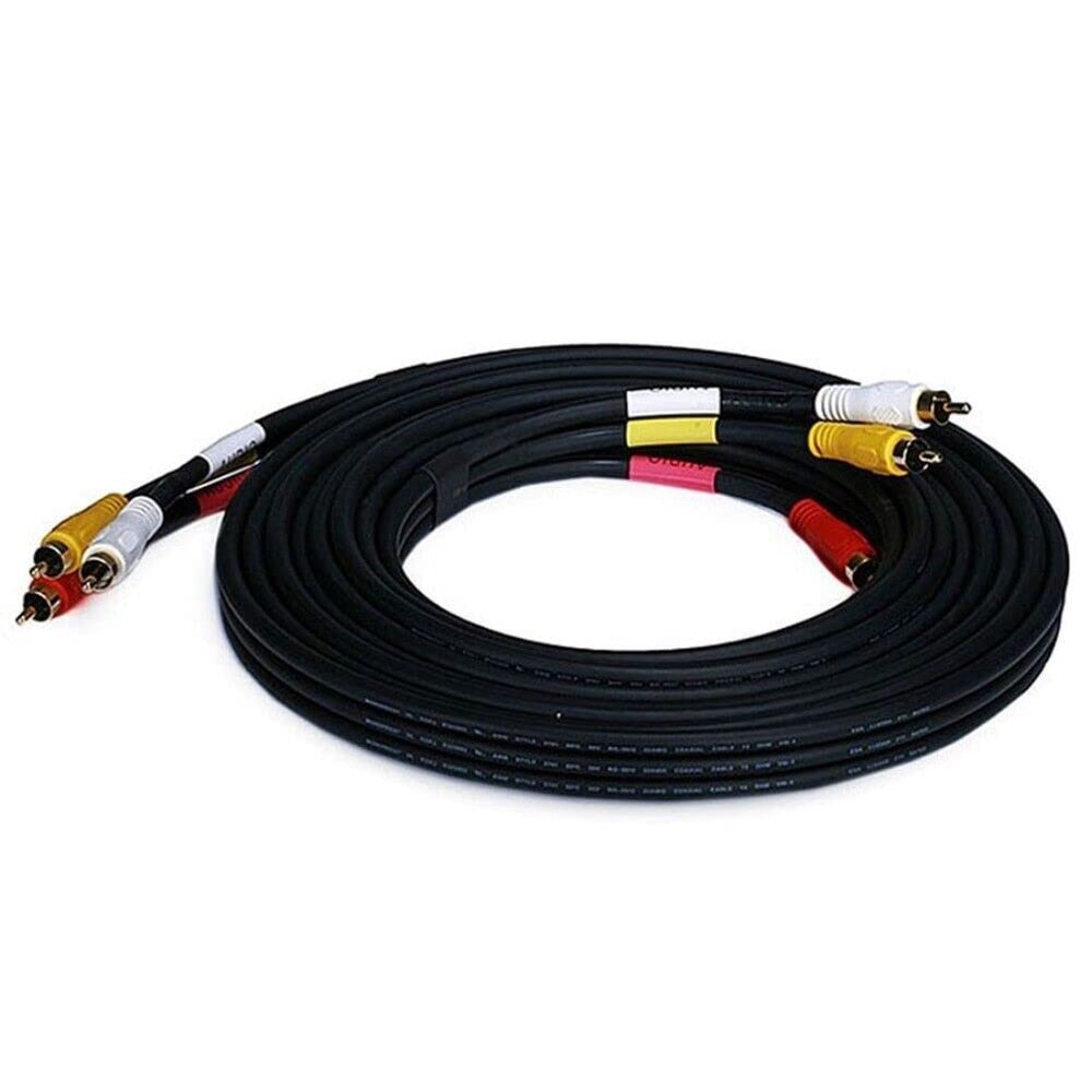 TUDIN 15FT 3 RCA to 3 RCA Composite Cable Video Stereo Audio AV TV DVD Gold Plated
