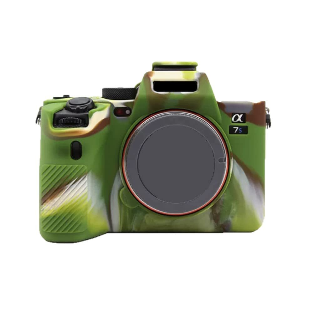 Camera Soft Silicone Case Bag Camouflage Green Rubber Armor Skin Body Cover Protector for Sony Alpha a7S III mirrorless digital camera