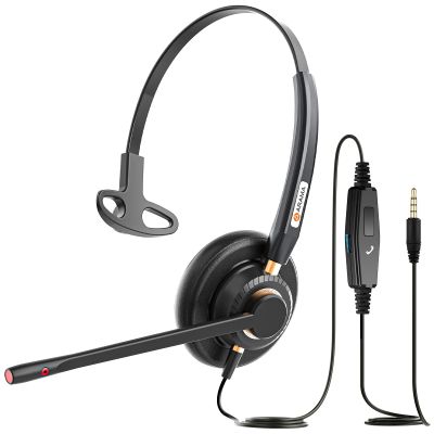 Arama Cell Phone Headset with Mic Noise Canceling, 3.5mm Wired Headset for iPhone Samsung PC iPad, Computer Headset for Skype for Business Office, Clear Chat, Universal Connection (A800MP)
