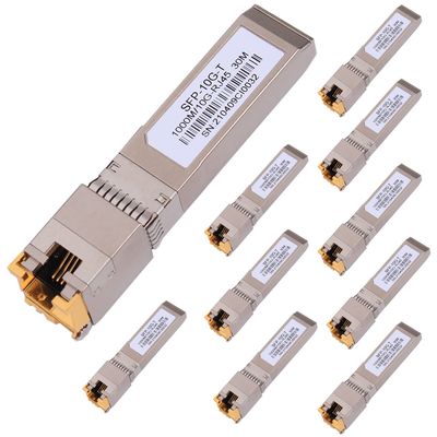 10PACK 10G SFP+ RJ45 Copper Transceiver, 10G T Copper Module 10GBase-T SFP CAT.6a/7 up to 30 Meters Compatible with Cisco,Ubiquiti,Netgear,D-Link,Supermicro,TP-Link,Broadcom Mikrotik,Unifi