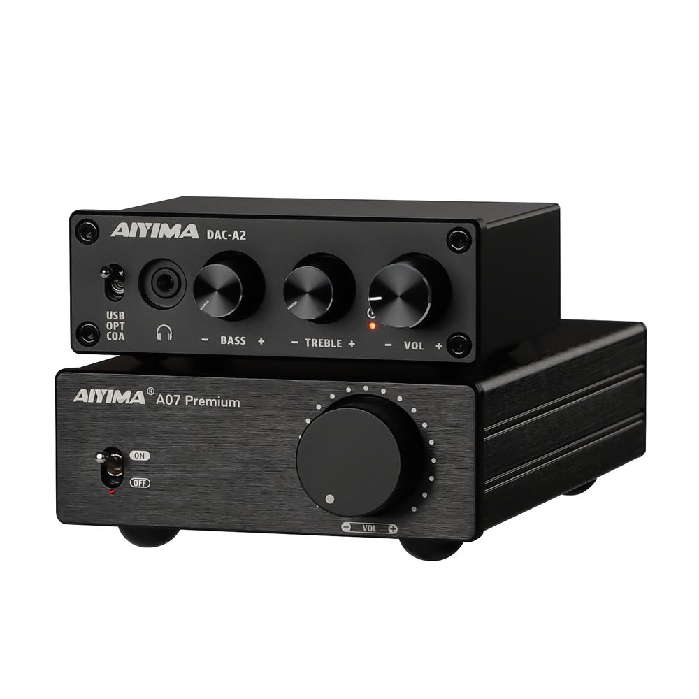 AIYIMA DAC A2 Decoder with Bluetooth Support LDAC/aptX-HD and AIYIMA A07 TPA3255 Power Amplifier 300w+300W Class D Amp Bundle