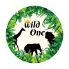 OERJU 7.2x7.2ft Wild One Round Backdrop Cover Safari Jungle Animals Green Leaves Photography Background Circle Backdrop Cover for Kids Baby Boy 1st Birthday Party Decorations Photo Booth Props view 4