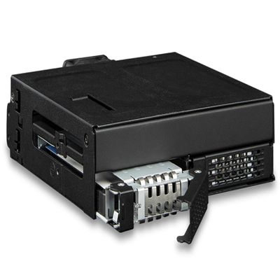 ICY DOCK ToughArmor MB105VP-B 2 x U.2 / U.3 NVMe PCIe 4.0 64Gbps SSD (up to 15 mm) to 1 x SlimSAS 8i (SFF-8654) Removable Frame Housing in 1 x 5.25 Inch Bay Black Complete Metal