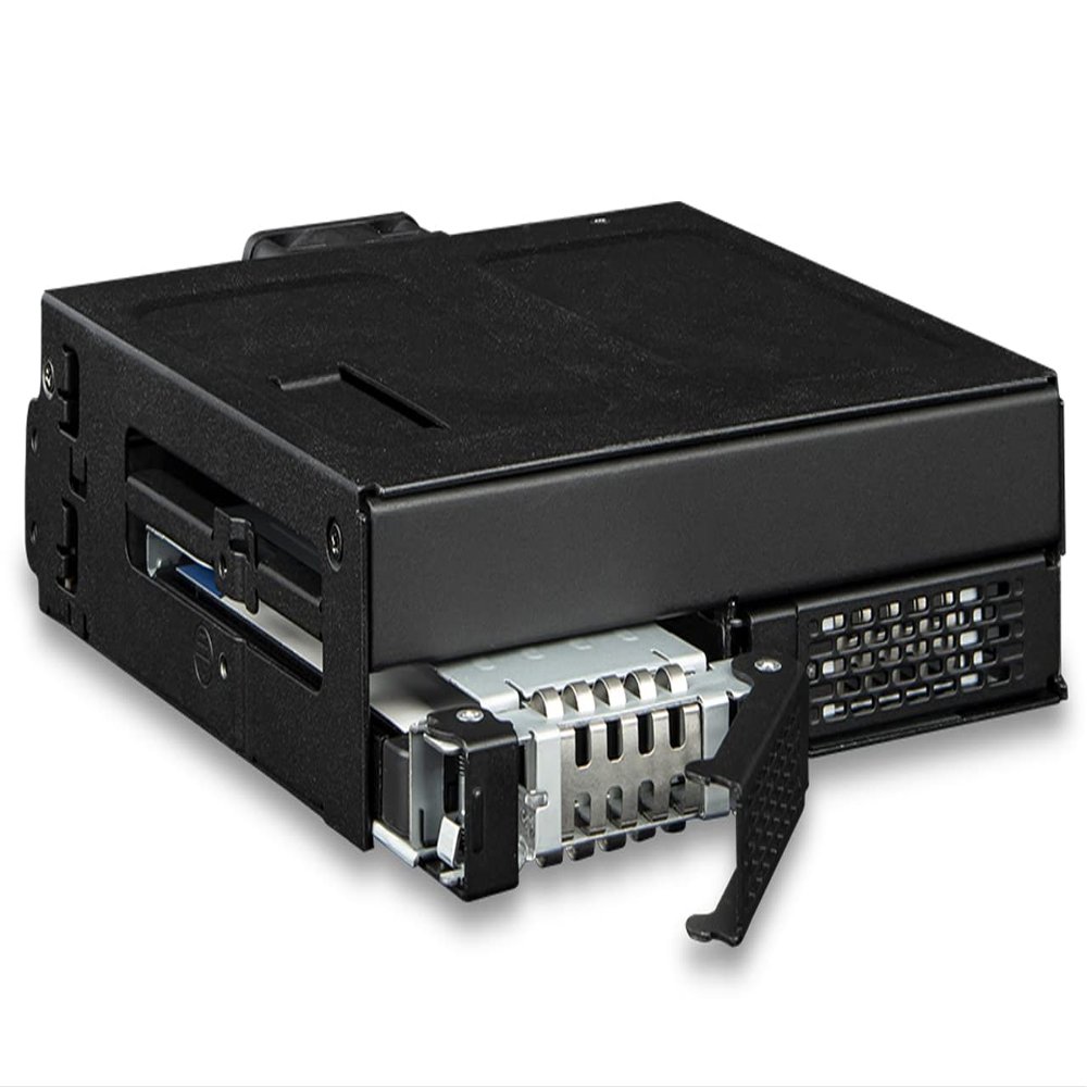 ICY DOCK ToughArmor MB105VP-B 2 x U.2 / U.3 NVMe PCIe 4.0 64Gbps SSD (up to 15 mm) to 1 x SlimSAS 8i (SFF-8654) Removable Frame Housing in 1 x 5.25 Inch Bay Black Complete Metal