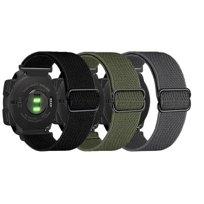 3 Packs Stretchy Nylon Bands Compatible with Garmin Instinct/Instinct 2 Solar/Instinct 3 45mm, 22mm Sport Breathable Wristband for Garmin Instinct Tactical/Solar/Tide/Esports (Black/Gray/Army Green)