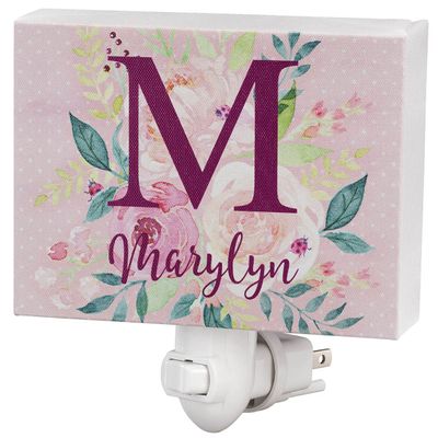 Fox Valley Traders Custom Watercolor Floral Canvas Night Light Colorful Flower Blooms Design | On/Off Switch | Childrens Room Dcor | 5 x 3 7/8