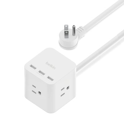 Belkin 6-Outlet Power Cube w/ 3 AC Outlets, 3 USB-A Ports, & 5ft Sturdy Extension Cord - Convenient Compact Cube for Home, Office, Travel, Desktop, & Phone Charger - 4.5 Amps