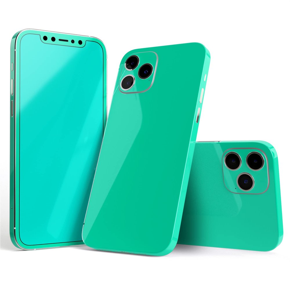 Design Skinz - Compatible with Apple iPhone 13 Mini - Protective Vinyl Decal Skin Cover (Screen Trim & Back Glass Skin) - Solid Mint V3