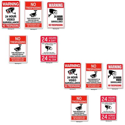 Magik 5-10Pc 24 Hr Video Surveillance Sign No Trespassing Security Warning Aluminum (10 Pack(2 Ea))