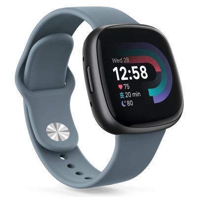 AK Silicone Bands Compatible with Fitbit Versa & Sense, Soft Straps Replacement Wristbands for Women & Men (Blue Gray)