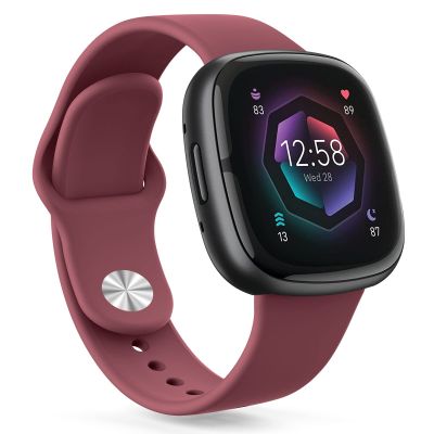 AK Silicone Bands Compatible with Fitbit Versa 4 & Sense 2 Bands for Women & Men, Soft Straps Replacement Wristbands for Fitbit Versa 3 & 4 / Sense & 2 Smart Watch (Wine Red)