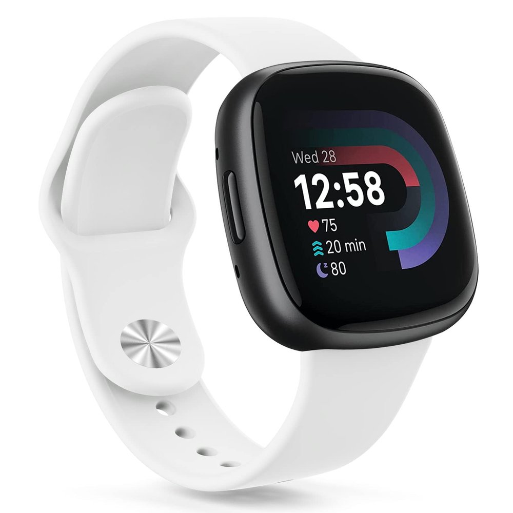 AK Silicone Bands Compatible with Fitbit Versa 4 Bands & Fitbit Sense 2 Bands for Women Men, Soft Straps Replacement Wristbands for Fitbit Versa 3 & Versa 4 / Sense & Sense 2 Smart Watch (White)