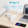 Power Strip Surge Protector, Olcorife Ultra Thin Flat Plug Extension Cord 5ft, 6 Outlets 3 USB Ports(1 USB C), 3 Sided Outlet Extender for Home Office Travel Dorm Room Essentials, White view 3
