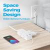 Power Strip Surge Protector, Olcorife Ultra Thin Flat Plug Extension Cord 5ft, 6 Outlets 3 USB Ports(1 USB C), 3 Sided Outlet Extender for Home Office Travel Dorm Room Essentials, White view 4