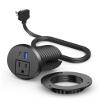 2 inch Desktop Power Grommet with PD 20W USB C,Ultra Thin Flat Plug Power Strip,Recessed Outlet,Slim Outlet Extender for Office,Table Outlets for Home, Office,6 ft Cable(Black) view 1