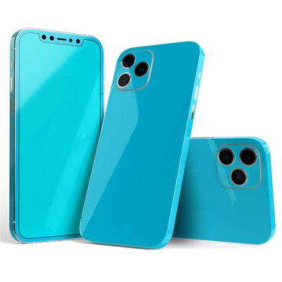 Design Skinz - Compatible with Apple iPhone Xs - Protective Vinyl Decal Skin Cover (Screen Trim & Back Glass Skin) - Solid Turquoise Blue
