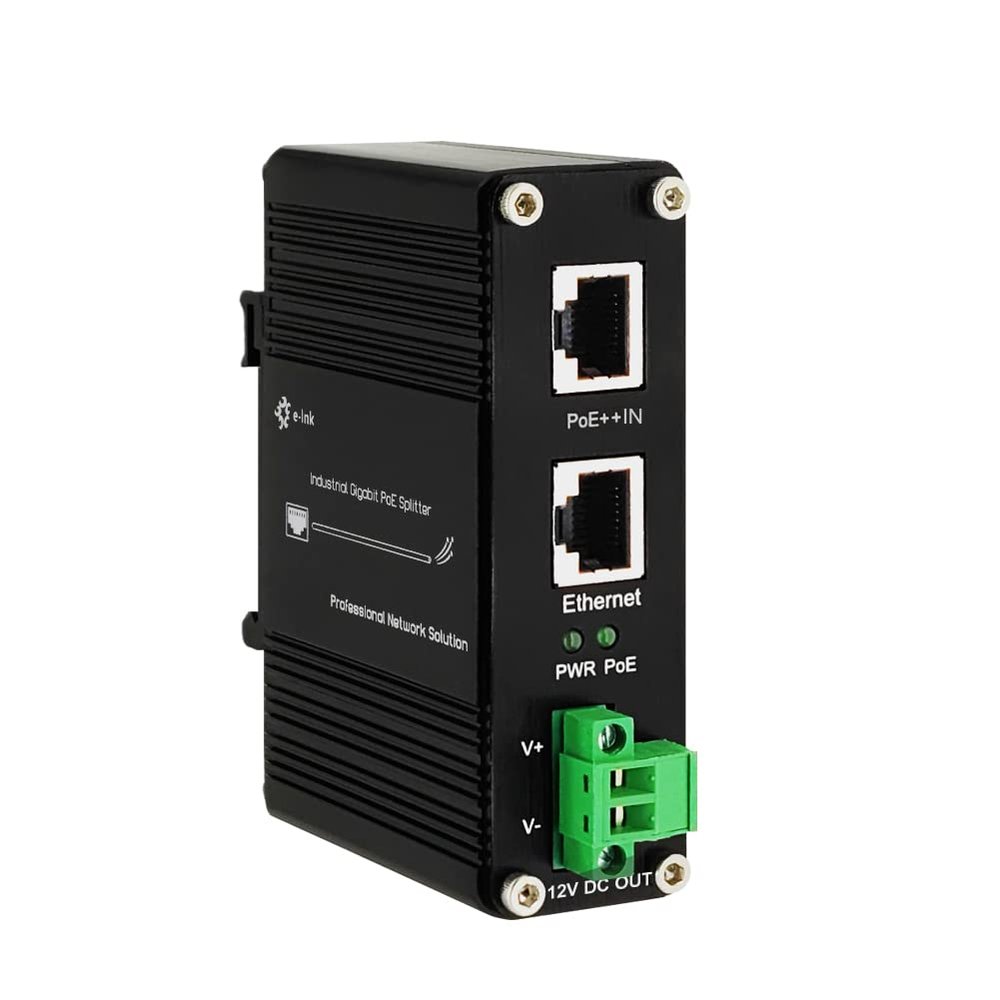 PoE Splitter 12V 802.3bt Compliant Gigabit Port, Industrial 10/100/1000Mbps IEEE802.3bt Power Over Ethernet Splitter Adapter with 12V Output for Surveillance Camera CCTV/VoIP Phone