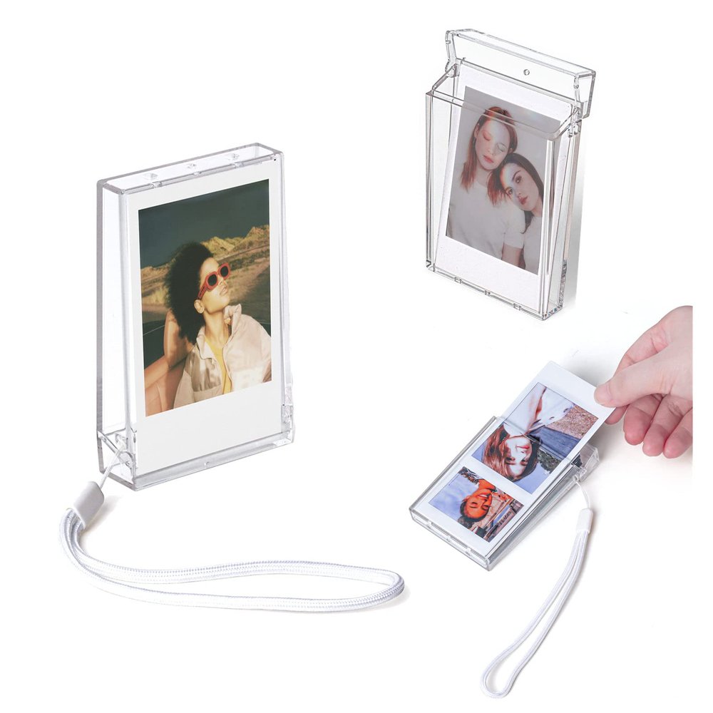 Mini Films Holder Case 2x3 Acrylic Picture Frames for Fujifilm Instax Mini 99 12 40 11 9 8 7+ 7s Evo Instant Camera Photos for Polaroid Film Mini Link Printer Tabletop Accessories with Lanyard 2pcs
