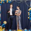 10x10 Navy Blue Backdrop Curtain for Parties Wrinkle Free Photo Curtains Backdrop Drapes Fabric Decoration for Wedding Birthday Party Baby Shower 5ft x 10ft,2 Panels view 1